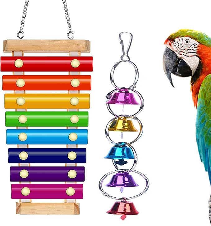 Large Parrot Toy Bird Xylophone Toy Bird Cage Bell Accessories Music Musical Training Toy for Conure Budgie Cockatiel Cockatoos Parakeet Finch Love Birds Canary Macaws Medium Outdoor Wild Bird