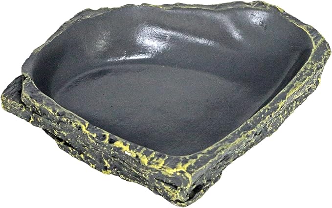 MODERNJOE'S Rock Corner Water/Food Dish for Reptiles and Amphibians, Little Critters Water/Food Bowl(4.8 x 4.2 x 0.9 inches)