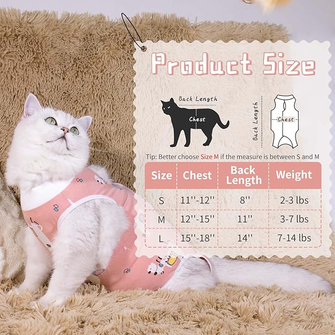 Cat Spay Recovery Suit Female, Breathable Cat Onesie for Cats After Surgery Female, Kitten Surgery Recovery Suit for Abdominal Wounds