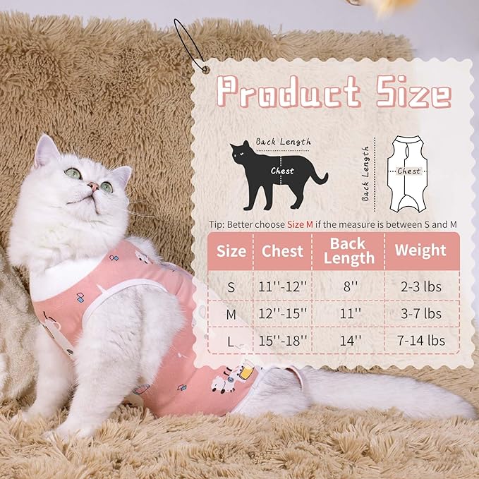 2 Pack Cat Spay Recovery Suit Female, Breathable Cat Onesie for Cats After Surgery Female, Kitten Surgery Recovery Suit for Abdominal Wounds