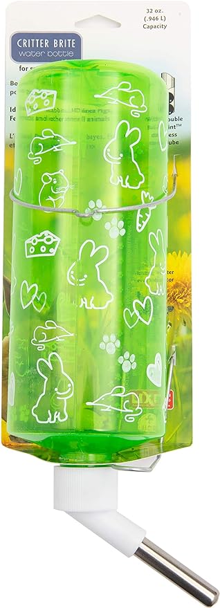Lixit Standard Cage Water Bottles for Rabbits, Ferrets, Guinea Pigs, Hamsters, Rats, Mice and other Small Animal's (32 Ounce, Green)