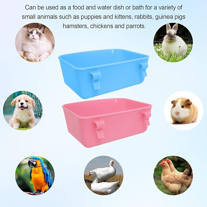 6 Pack Feeder (Blue, Pink), Hanging Feeder,Food and Water Container, Bath Water Bowl Universal for Birds Hamsters Mice Rats Rabbit Guinea Pig Small Pets