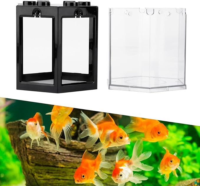 Tnfeeon Small Fish Plastic Hex Shape Superimposable Portable Mini Aquarium for Home Office Decoration