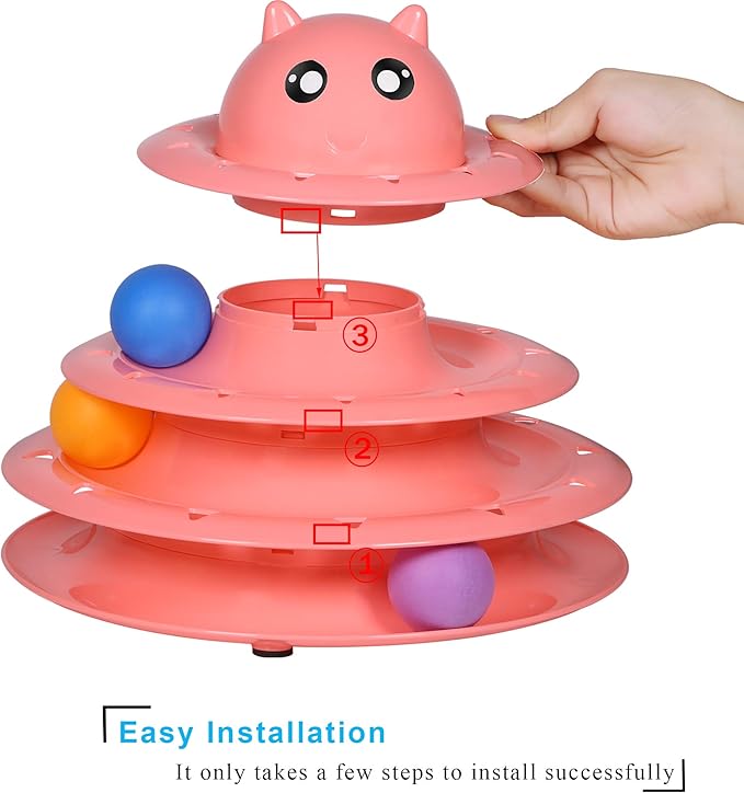 UPSKY Cat Toy Roller 3-Level Turntable Cat Toy Balls with Six Colorful Balls Interactive Kitten Fun Mental Physical Exercise Puzzle Toys.