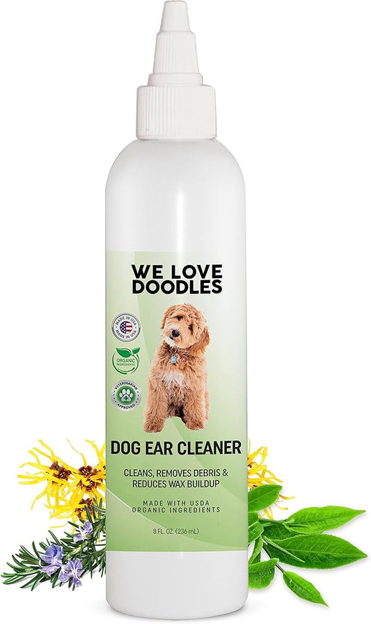 We Love Doodles Organic Dog Ear Cleaner | Ear Wash for Dogs | Made in USA | Natural | Clean Ear Drops | Prevents Infection, Itching & Odor | Puppy Ear Cleanser | Pet Cleaning Ears Solution