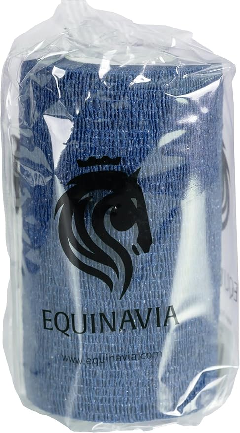 Equinavia 20 Pack Self Adhesive 4 Inch Vet Wraps with Easy-Dispenser Case | Bandages for Horses, Pets, Sports, Tattoo - Black - 20 x 5 yd - Blue - 20 x 5 yd