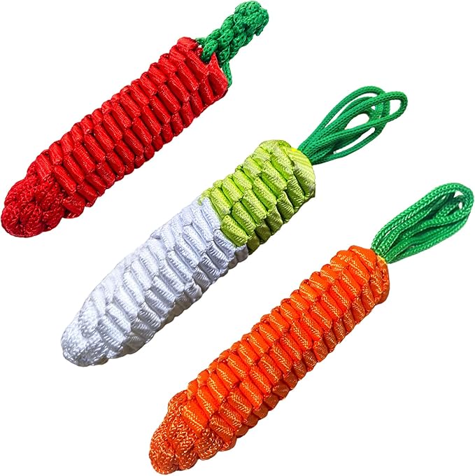 Dog Rope Toy,Tug of War Dog Toy,Puppy Teething Chews,Dog Chew Toys,Turnip&Red Pepper&Carrot Dog Toys for Small Dogs 3 Pack