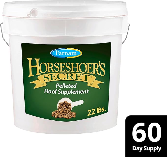 Farnam Horseshoer's Secret Pelleted Hoof Supplements, Promotes healthy hoof growth, maintains hoof walls & supports cracked hooves, 22 lbs., 60 day supply