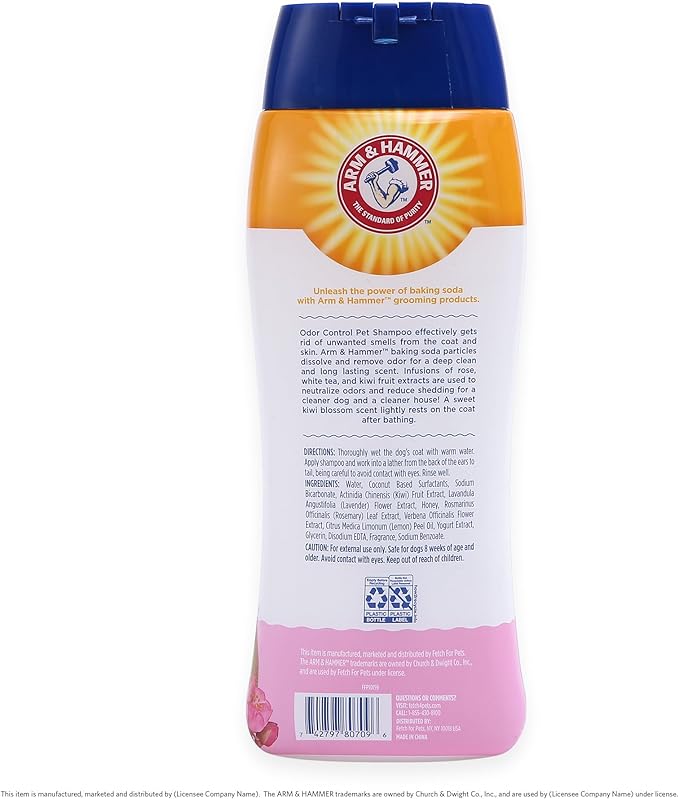 Arm & Hammer for Pets Super Deodorizing Shampoo for Dogs | Best Odor Eliminating Dog Shampoo | Great for All Dogs & Puppies, Fresh Kiwi Blossom Scent, 20 oz, 2-Pack