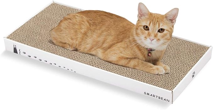 Cardboard Scratcher Pad Scratching post:Smartbean Cat Scratch Pad,Cat Scratching Post with Durable&High Density Cardboard, Indoor Toy for Cat, Double-sided Design For double life (16.5x7.9x1.2 inches)