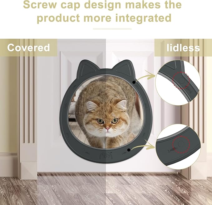 Large Cat Door Interior Door, No-Flap Cat Door for Interior Door, Pet Door for Cats, Easy DIY Setup, No Training, Up to 22 LBS, Easy to Install(Smoky Gray)