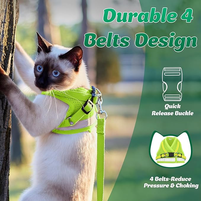 Supet Cat Harness and Leash Set for Walking Cat and Small Dog Harness Soft Mesh Harness Adjustable Cat Vest Harness with Reflective Strap Comfort Fit for Pet Kitten Puppy Rabbit