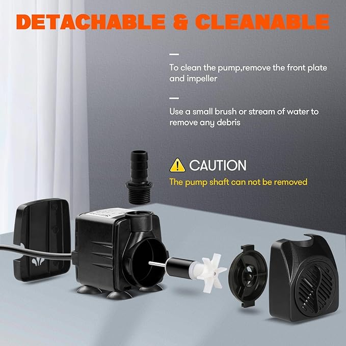 Simple Deluxe 160GPH Submersible Water Pump (600L/H, 8W) with Adjustable Intake, 4.3ft High Lift, 2 Nozzles, Perfect for Fish Tank, Pond, Aquarium, Hydroponics