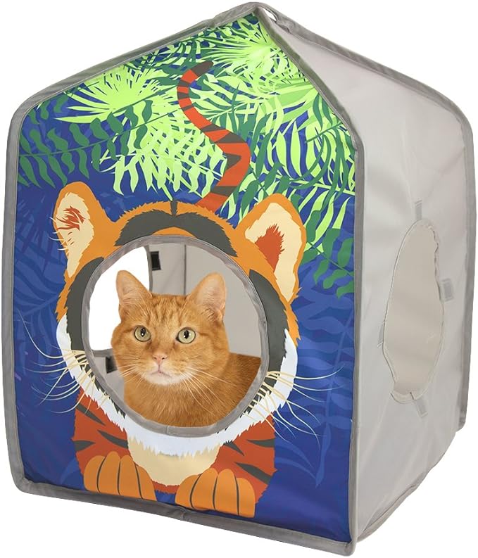 Kitty City Jungle Cat Cube Combo, Collapsible Cat Cube, Cat Bed, Tunnel, Cat Toy