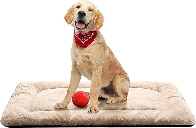 Dog Beds Crate Pad for Medium/Large Dogs Fit Metal Dog Crates,Ultra Soft Dog Crate Bed Washable & Anti-Slip Kennel Pad for Dogs Cozy Sleeping Mat,Cream 36inch