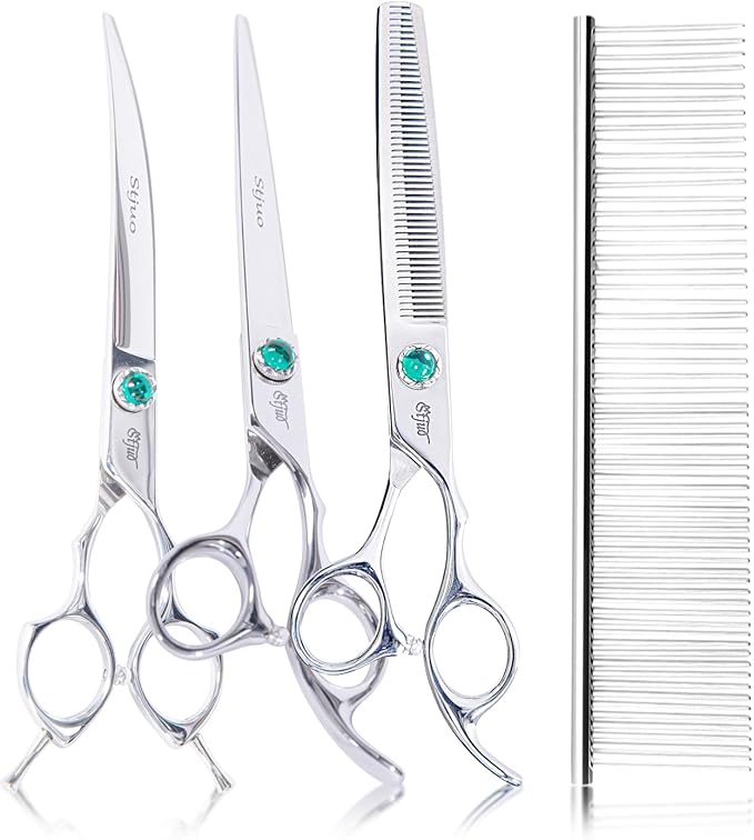 Dog Grooming Scissors Set 4 in 1 Professional Pet Shears Made Of Japanese Advanced Stainless Steel Professional Grooming Scissors for Dogs Cats and Other Pets