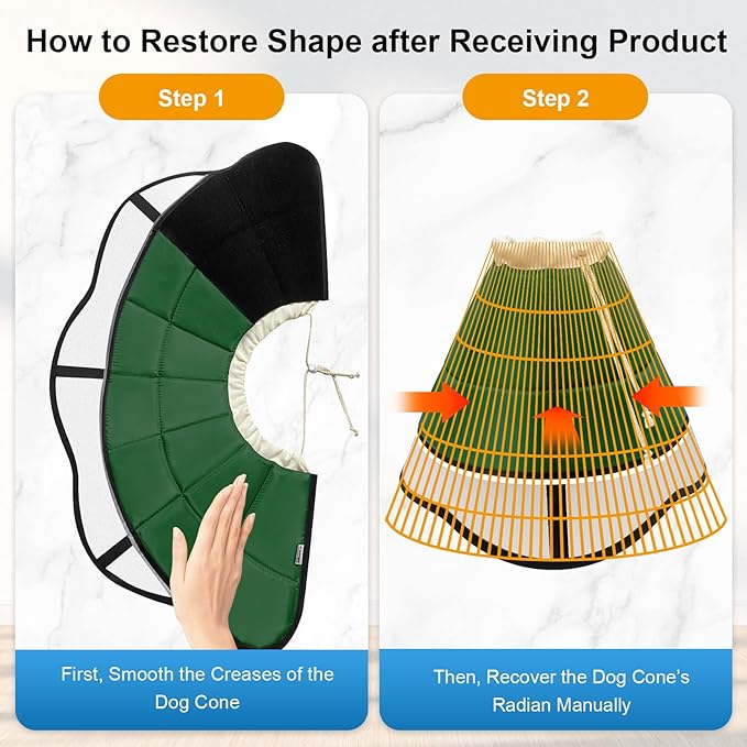 Soft Dog Cone for Dogs After Surgery, Breathable Pet Recovery Collar for Large Medium Small Dogs and Cats, Adjustable Dog Cone Collar, Elizabethan Collar (XL+, Dark Green)