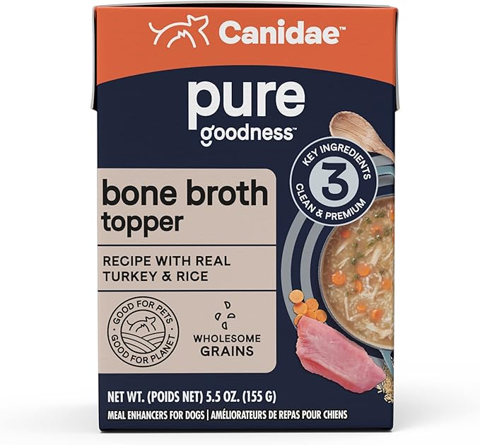 CANIDAE Pure Bone Broth Topper with Real Turkey & Rice Wet Dog Food, 5.5 oz. (Case of 12)