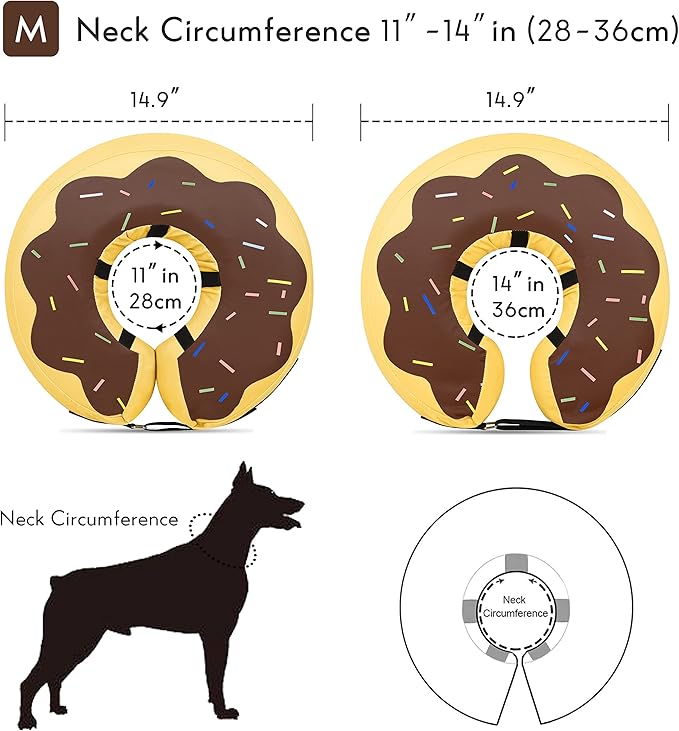 Dog Cone Collar for Small Medium Large Dogs for After Surgery, Pet Inflatable Neck Donut Collar Soft Protective Recovery Cone for Dogs and Cats - Alternative E Collar Does not Block Vision - Brown,M