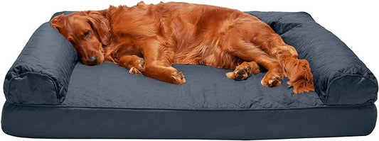 Furhaven Orthopedic Dog Bed for Large Dogs w/ Removable Bolsters & Washable Cover, For Dogs Up to 95 lbs - Quilted Sofa - Iron Gray, Jumbo/XL