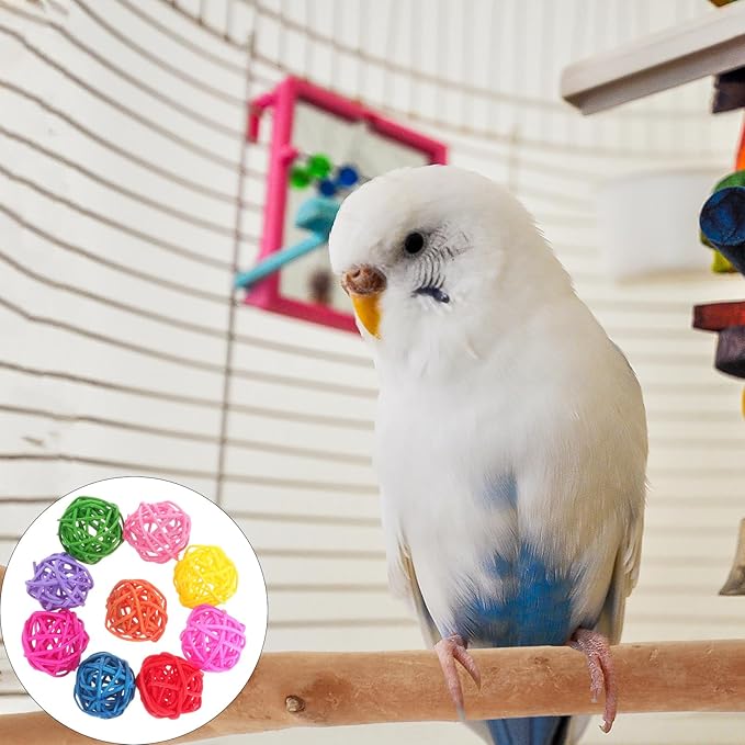 Baluue Wedding Decor 50PCS 3CM Colorful Rattan Parrot Chewing Toy Home DIY Decorative Pet Bird Toys