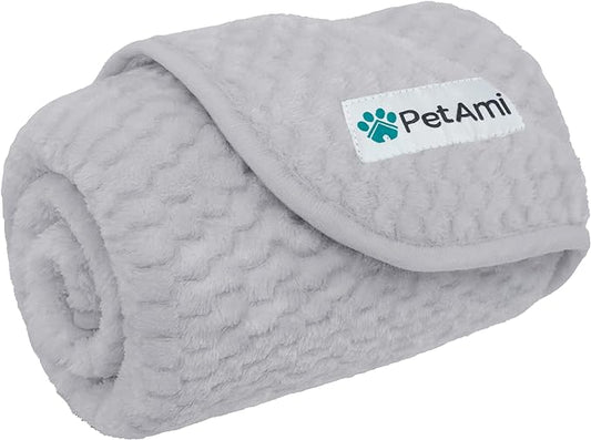 PetAmi Waterproof Dog Blanket, Leakproof Puppy Blanket for Small Medium Dogs, Furniture Sofa Couch Cover Protector, Fleece Pet Throw Indoor Cat Kitten, Reversible Washable Soft Plush, 29x40 Light Gray