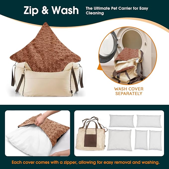Small Dog Car Seat: Safe Comfy Travel Rides - Portable Multifuctional Puppy Bed for Carseat - Pet Booster Seats Up to 25lbs, Beige