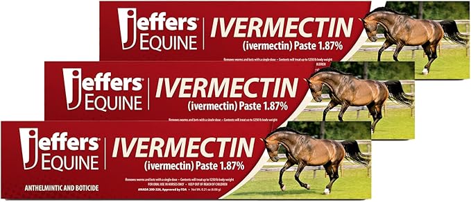 Jeffers Ivermectin Horse Dewormer | 3 Doses | Gel Dewormer for Horses