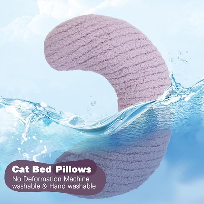 Bonaweite Cat Pillow, Soft Calming Pillow for Dogs, Pet Neck Pillows for Cervical Protection and Sleeping Support, Cat Calming Toy for Anxiety Relief, U-Shaped Soothing Cuddler