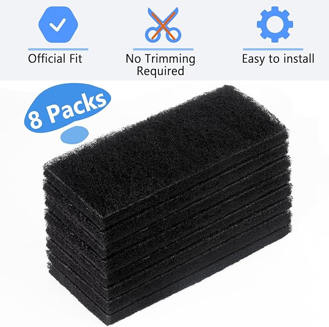 Activated Carbon Filters Compatible with Liter-Rob0t 3, Perfect Replacement Official Size: 3.5x10x0.5 inch (8Pack)