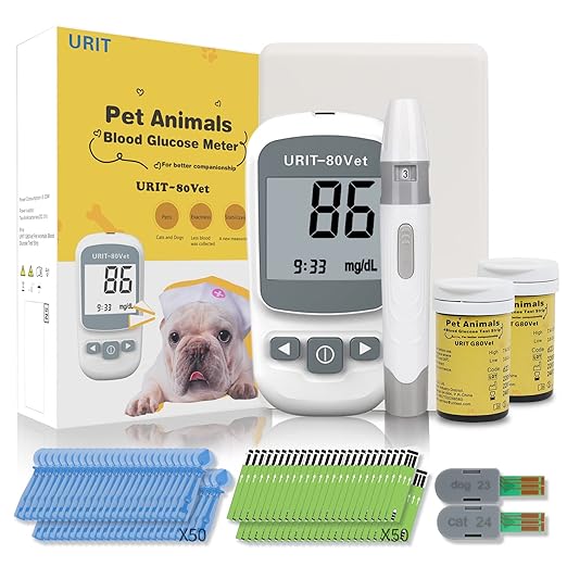 Pet Blood Glucose Meter for Dog Cat with 50 Test Strips, Blood Suger Monitor Kit,Blood Glucose Monitoring System for Dog/Cat Diabetes.