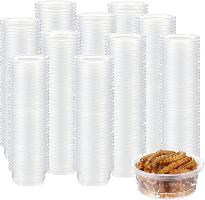 EBOOT 500 Pcs Gecko Food and Water Cups Small Plastic Feeder Cups Reptiles Accessories Reptile Water Bowl Gecko Food Cups Reptile Feeding Bowls for Gecko Lizards Tarantula and Other Small Pets (0.5oz)