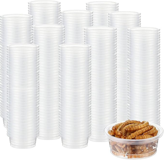 EBOOT 500 Pcs Gecko Food and Water Cups Small Plastic Feeder Cups Reptiles Accessories Reptile Water Bowl Gecko Food Cups Reptile Feeding Bowls for Gecko Lizards Tarantula and Other Small Pets (0.5oz)