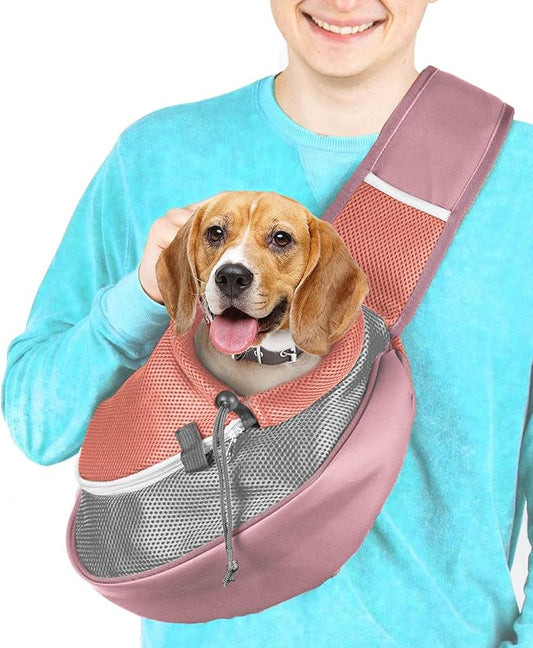 Pet Sling Carrier - Small Dog Puppy Cat Carrying Bag Purse Pouch - For Pooch Doggy Doggie Yorkie Chihuahua Baby Papoose Bjorn - Hiking Travel Front Backpack Chest Body Holder Pack (Red-L)