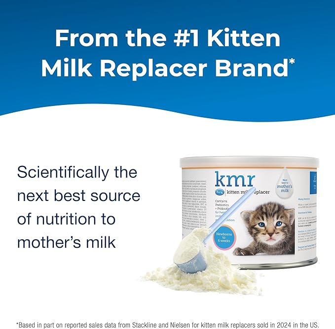 Pet-Ag KMR Kitten Milk Replacer Powder - 6 oz - Powdered Kitten Formula with Prebiotics, Probiotics & Vitamins for Kittens Newborn to Six Weeks Old - Easy to Digest