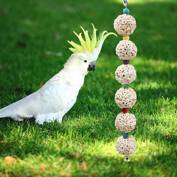 Bird Chewing Toy, Bird Sola Ball Toy with Bell, Bird Cage Accessories, Cage Toys for Cockatiel Parakeet Parrot Budgies Rat Hamster Chinchilla Rabbit Bunny African Grey