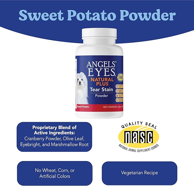 Angels’ Eyes Natural Plus Tear Stain Prevention Sweet Potato Powder for Dogs |All Breeds|No Wheat No Corn|Daily Support for Eye Health| Proprietary Formula|Limited Ingredients| Vegetarian|Nt 75g