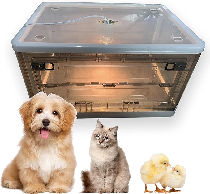 Puppy Incubator,Puppy Incubator with heating, Large PET Brooder Nursery, Kitten Incubator,incubator for puppies (85L with Heating)