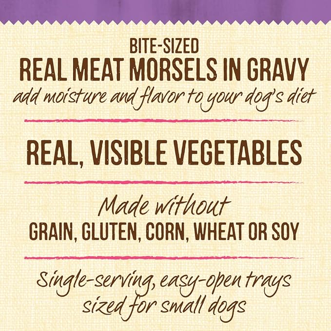 Merrick Lil’ Plates Grain Free And Gluten Free Natural Wet Dog Food For Small Dogs, Soft Itsy Bitsy Beef Stew - (Pack of 12) 3.5 oz. Tubs