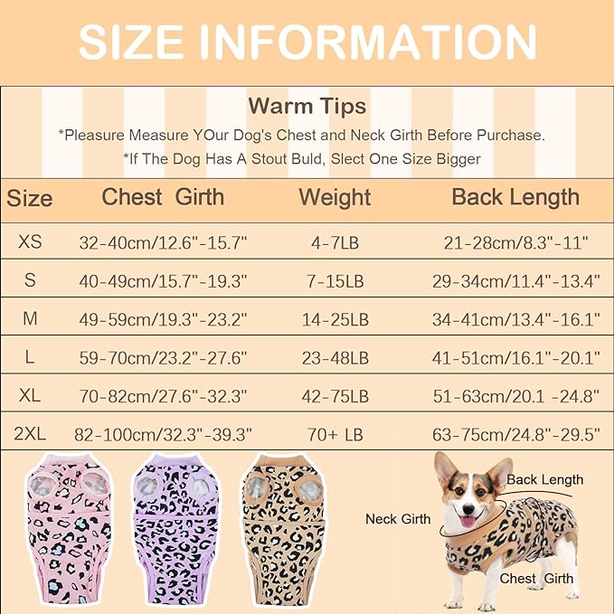 Kuoser Recovery Suit for Dogs After Surgery, Soft Dog Surgery Suit for Female Spay Male Neuter, Breathable Dog Onesie E-Collar & Cone Alternative Pet Bodysuit Anti Licking Wounds Surgical Shirt, XS