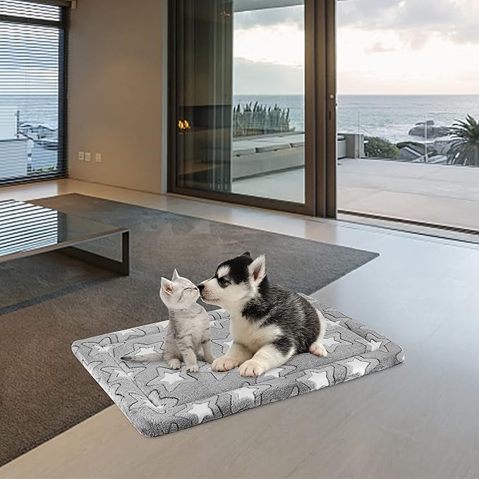 EMPSIGN Dog Bed Mat Dog Crate Pad Reversible (Cool & Warm), Machine Washable Dog Crate Mat, Kennel Pad for Dog Sleeping Mattress for Large Medium Small Dogs, Grey
