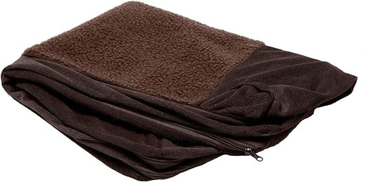 Furhaven Replacement Dog Bed Cover Sherpa & Chenille Sofa-Style, Machine Washable - Coffee, Large