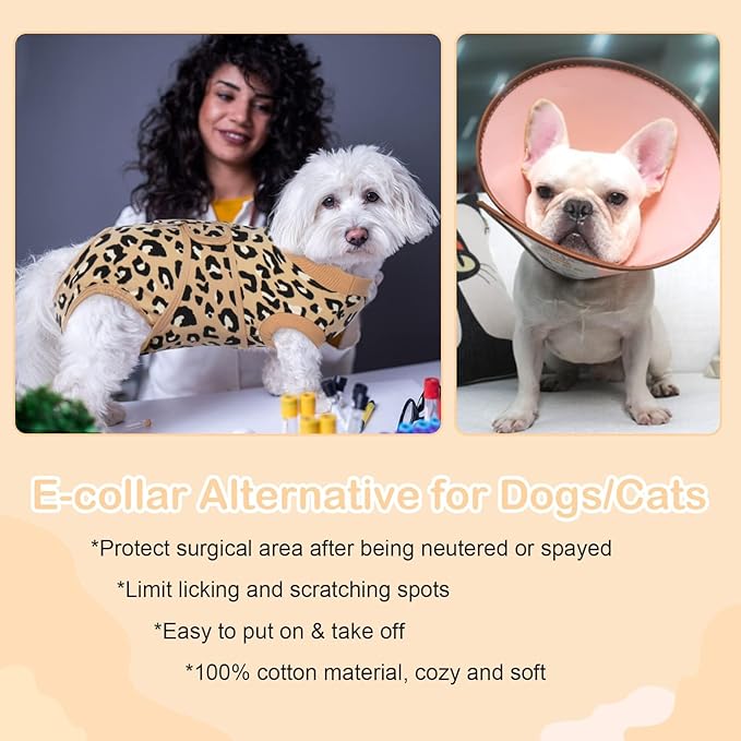 Kuoser Dog Surgery Suit, Surgical Onesie for Dogs Female Spay, Soft Dog Recovery Suit Male Neuter, Pet Abdominal Surgery Shirt Dog Body Suits After Surgery Wear, Anti Licking Dog Cone Alternative, XL