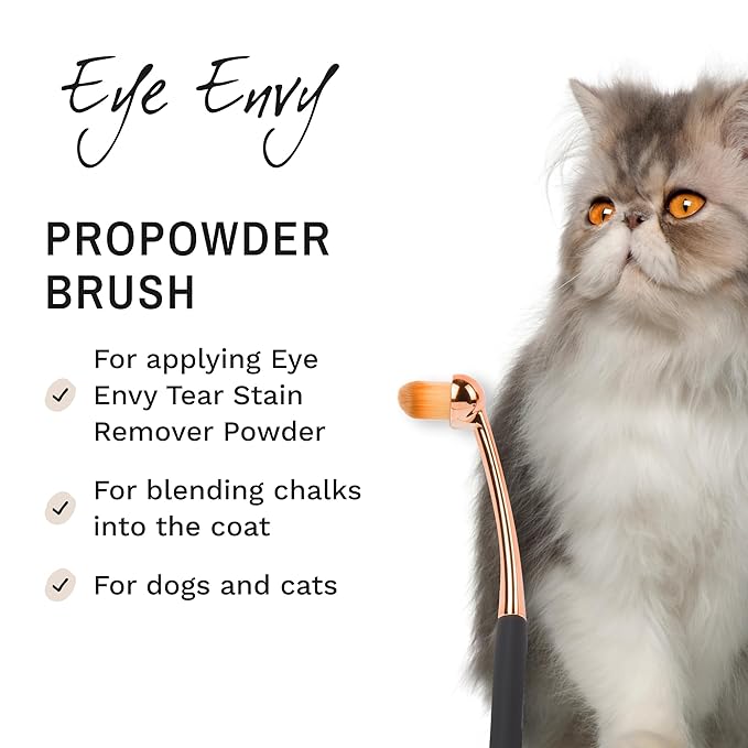 Eye Envy ProPowder Applicator Brush for Dogs and Cats | Use to safely and evenly apply Tear Stain Powder | Small | Washable superfine fiber hair | Long tapered bristles | Ergonomic handle