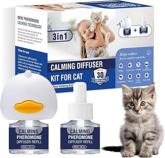 Cat Calming Diffuser Pheromones 3 In 1 Pheromone Calm Diffusers For Cats Plug In Multicat Thera Pet Feline Stop Peeing Ins Refill Hormone Anxiety Fermon Multi Kit Portable Classic Defuzzer Calmer