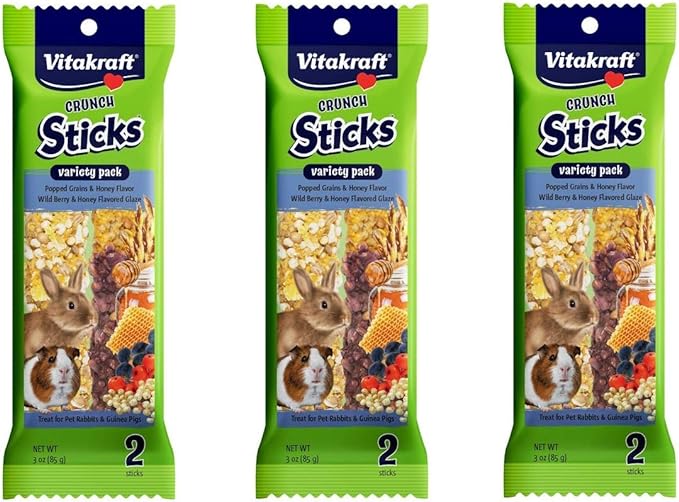 Vitakraft 6 Pack of Crunch Sticks Treats, Variety Pack, for Rabbits and Guinea Pigs