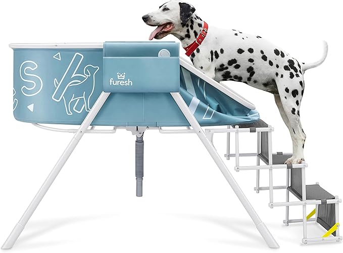 Steper Big Dog Bath Tub with Stairs, Elevated Portable Foldable Wash Station with Steps for Bathing, Shower and Grooming, Indoor, Outdoor, for Medium to Large Size Dogs (Large, 2022 Version)