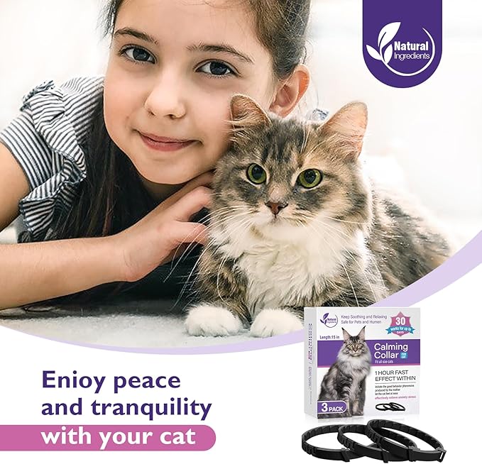 3 Pack Calming Collar for Cats and Kittens Pheromone Collar Efficient Relieve Reduce Anxiety Stress Pheromones Calm Relaxing Comfortable Breakaway Collars Adjustable for Small, Medium Large Cat