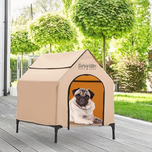 Small Outdoor Dog House with Air Vents, Cat Shelters for Outdoor Cats Waterproof and Elevated, Portable Dog Shelter Holds 40 Pounds