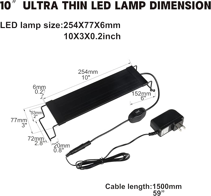 Aquarium lights Fish Tank Light 10 gallon Planted Aquarium LED Light (Switch version, 10-15'')